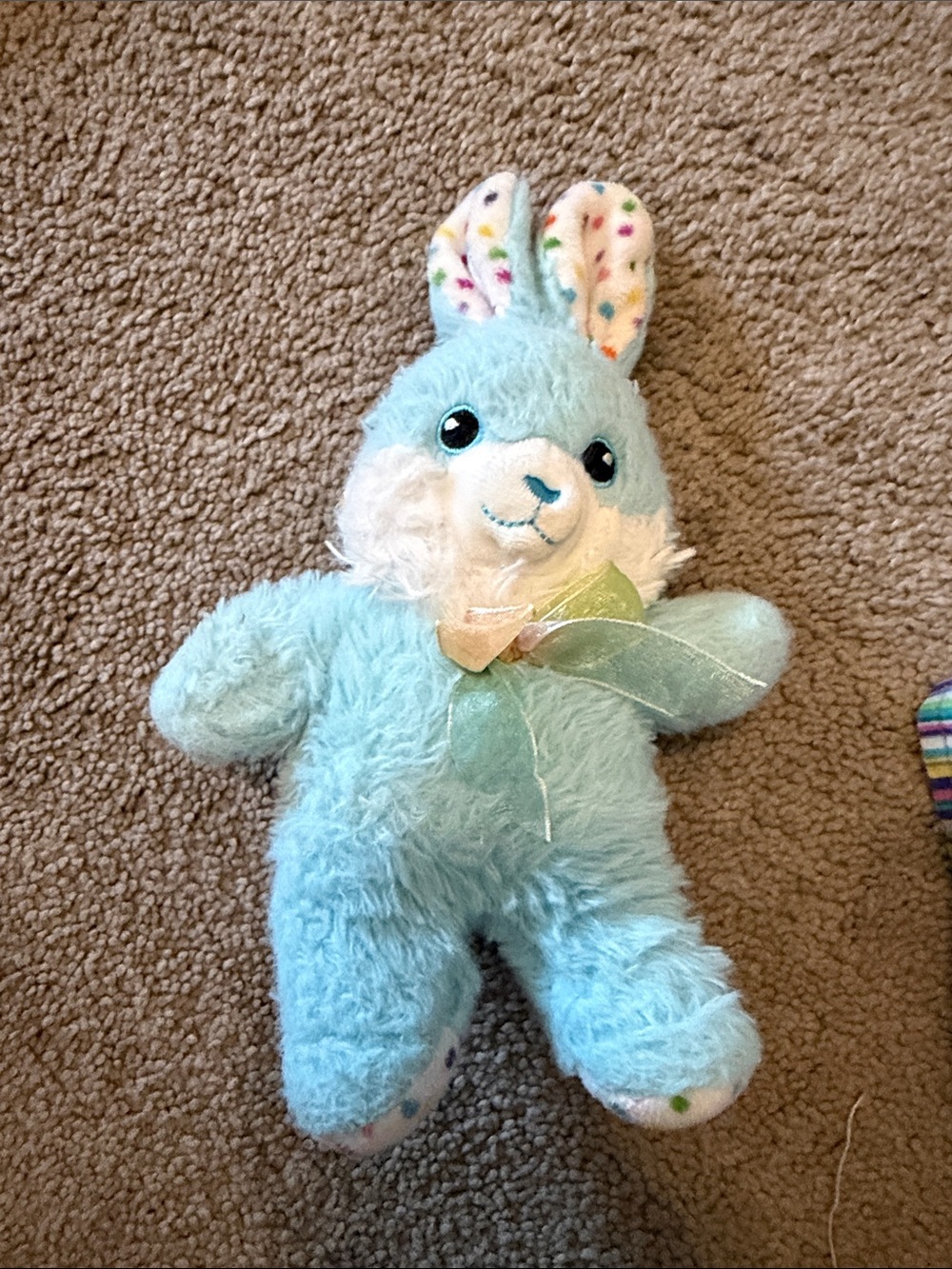 Plush Light Blue Bunny with Sheer Ribbon - Cute Stuffed Animal